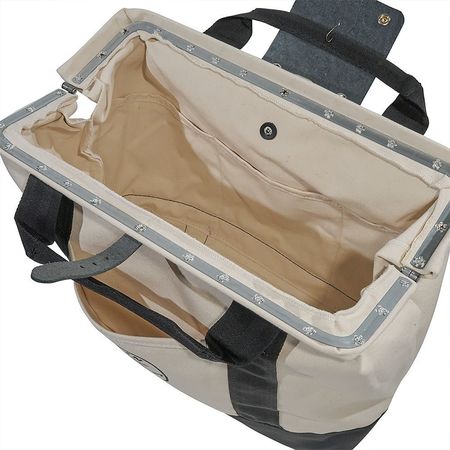 Klein Tools Wide-Mouth Tool Bag, Natural, Canvas, 11 Pockets 5003-18