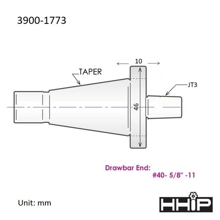 Hhip NMTB #40 Taper To Jacobs JT3 Arbor 3900-1773