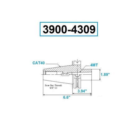 Hhip CAT40 V-Flange To MT4 Tang End Morse Taper Adapter 3900-4309