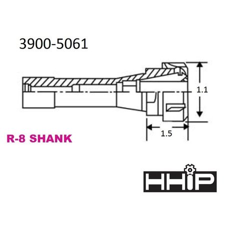 Hhip R8 ER-16 Collet Chuck With Drawbar End 3900-5061