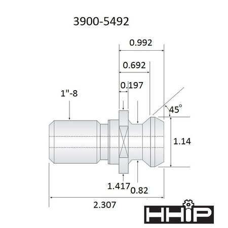 Hhip 2.31" X 45 Degree CAT50 Retention Knob 3900-5492