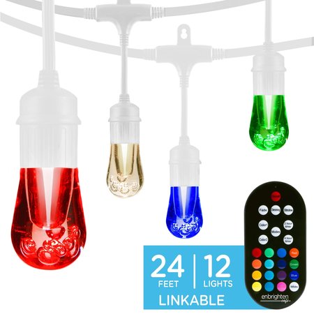 ENBRIGHTEN Seasons Cafe Lights, 24 ft., 12 Bulbs 39511