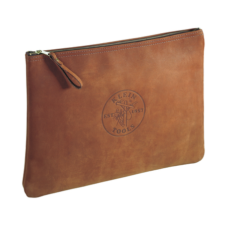 KLEIN TOOLS Zipper Bag, Contractor's Leather Portfolio 5136