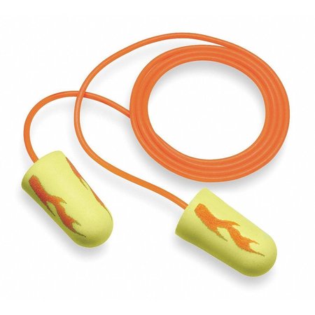 3M Disposable Corded Ear Plugs, Bullet Shape, 33 dB, Orange/Yellow, 200 Pairs 311-1252