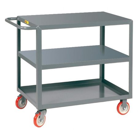 LITTLE GIANT Flat Handle Utility Cart, 12 ga. Steel, 3 Shelves, 1,200 lb 3LG1832BRK