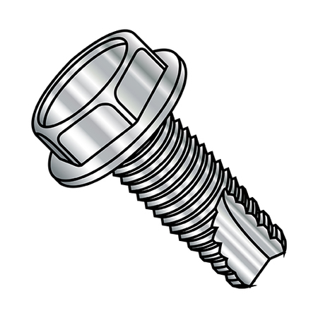 Zoro Select Thread Cutting Screw, 3/8"-16 x 3/4 in, Plain 18-8 Stainless Steel Hex Head Hex Drive, 375 PK 37123W188