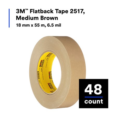 3M Flatback Tape, Brown, 24mm x 55m, PK48 2517