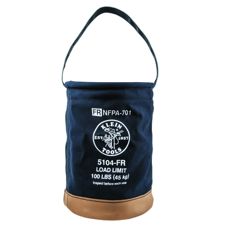 Klein Tools Bucket Bag, Bucket Bag, Black, #4 Flame Resistant Canvas, 1 Pockets 5104FR