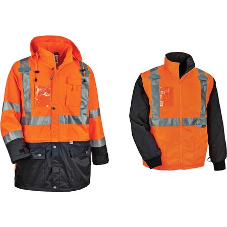 Glowear By Ergodyne Hi Vis Thermal Jacket Kit, Orange, XL 8388