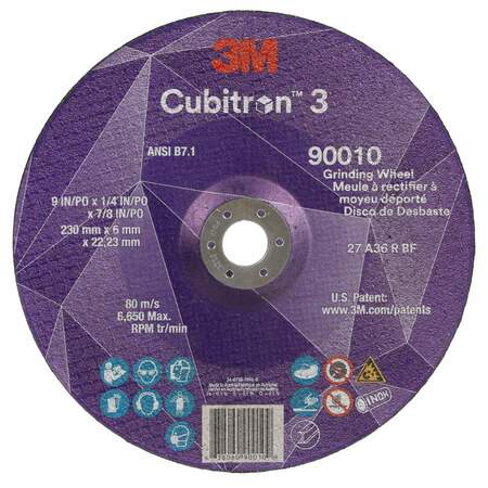 3M Cubitron Depressed Center Grinding Wheel, 36 Grit 90008