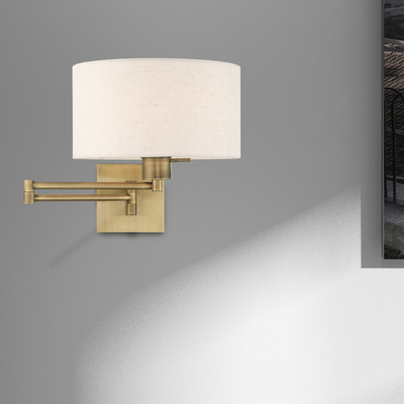 Livex Lighting Swing Arm Wall Lamps 1 Light Antique Brass Swing Arm Wall Lamp 40037-01