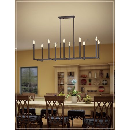 LIVEX LIGHTING Alpine 10 Light Bronze Linear Chandelier 40259-07