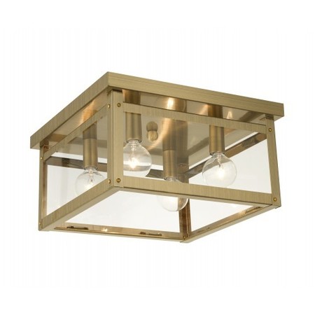 LIVEX LIGHTING Antique Brass Flush Mount, 4 Light 4032-01