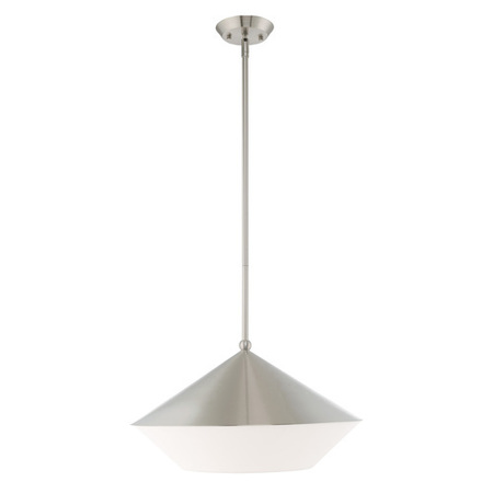 LIVEX LIGHTING Stockholm 1 Light Brushed Nickel Pendant 40689-91