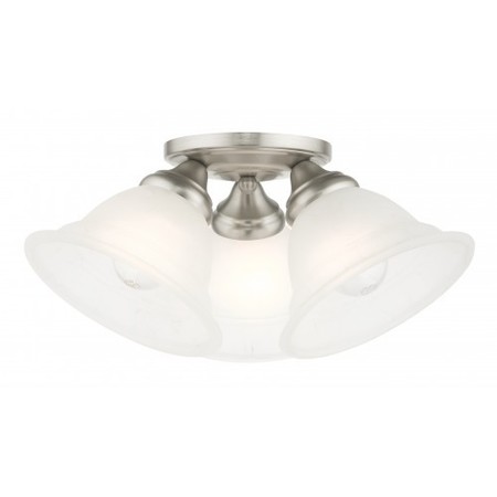 LIVEX LIGHTING Painted Satin Nickel Flush Mount, 3 Light 40727-81