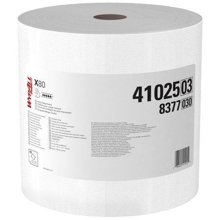 Kimberly-Clark Professional Dry Wipe Roll, X80, Jumbo Perforated Roll, Hydroknit, 12 1/2 in x 13 in, 475 Sheets, White 41025