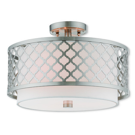 LIVEX LIGHTING Arabesque 3 Light Brushed Nickel Ceiling 41108-91