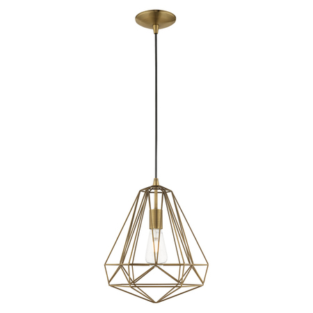 LIVEX LIGHTING Geometric Shade Mini Pendants 1 Light Antique Brass Mini Pendant 41324-01