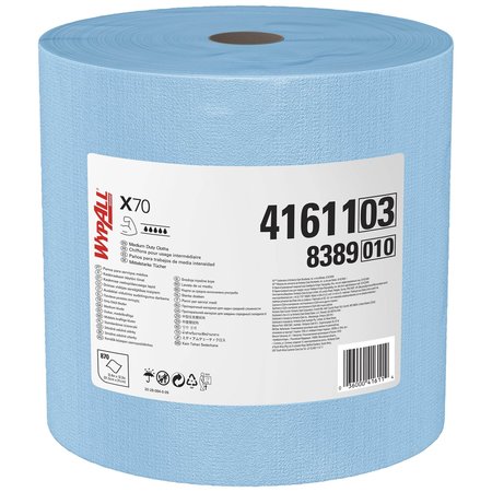 Kimberly-Clark Professional Dry Wipe Roll, X70, Jumbo Roll, Heavy Absorbency, 12 1/2 in x 13 1/2 in, 870 Sheets, Blue 41611
