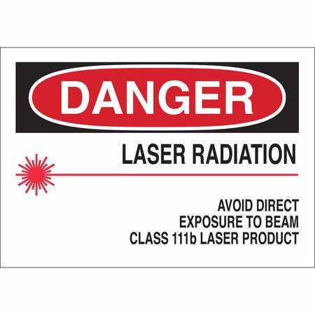 BRADY Danger Laser Sign, 7 in H, 10 in W, Polyester, Rectangle, 88707 88707