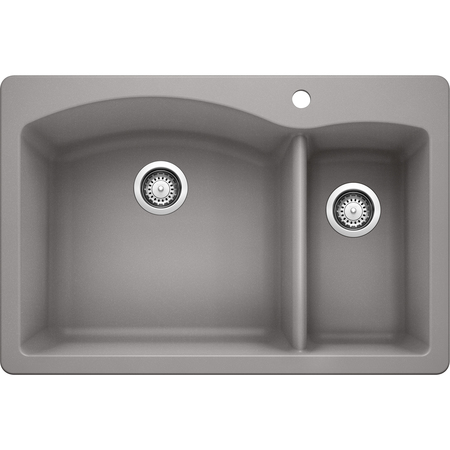 BLANCO Diamond Silgranit 70/30 Dual Mount Kitchen Sink- Metallic Gray 440198