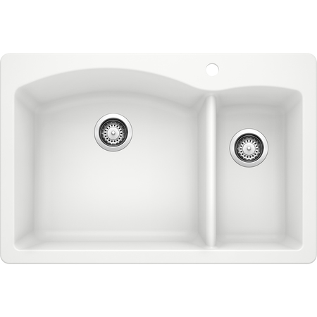 BLANCO Diamond Silgranit 70/30 Dual Mount Kitchen Sink- White 440200