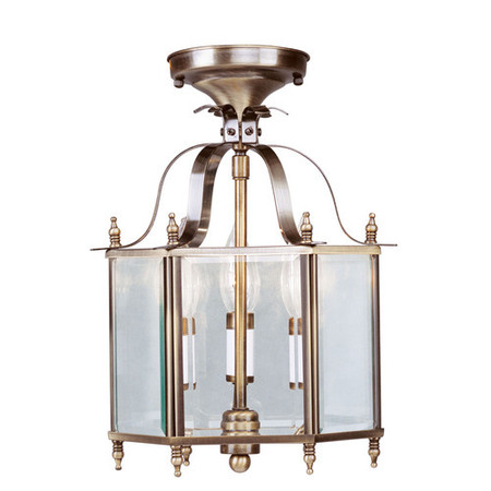 Livex Lighting Livingston 3 Light Antique Brass Convertible Pendant/Ceiling Mount 4403-01