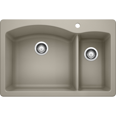 BLANCO Diamond Silgranit 70/30 Dual Mount Kitchen Sink- Truffle 441282