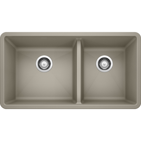 BLANCO Precis Silgranit 60/40 Double Bowl Undermount Kitchen Sink -Truffle 441296