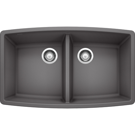 BLANCO Performa Silgranit 50/50 Double Bowl Undermount Kitchen Sink - Cinder 441473