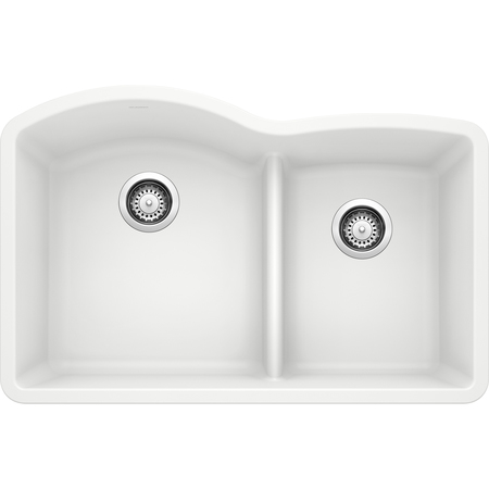 BLANCO Diamond Silgranit 60/40 Double Bowl Undermount Kitchen Sink with Low Divide - White 441593