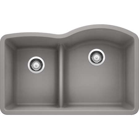 BLANCO Diamond Silgranit 40/60 Double Bowl Undermount Kitchen Sink with Low Divide - Metallic Gray 441601
