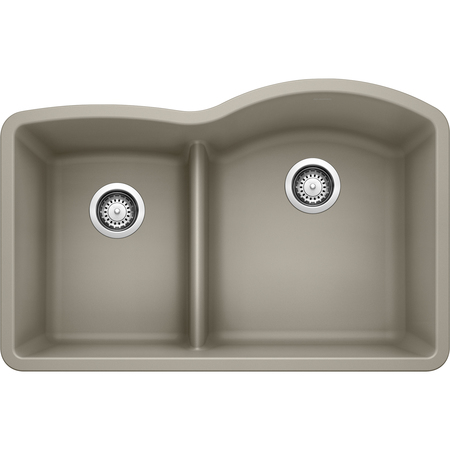 BLANCO Diamond Silgranit 40/60 Double Bowl Undermount Kitchen Sink with Low Divide - Truffle 441608