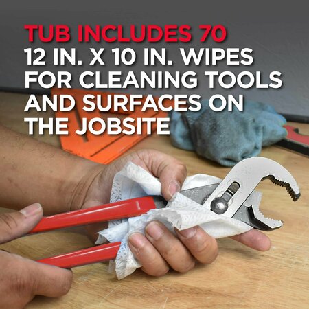 Hercules Hercules® 12 in. x 10 in. Multi-Purpose Jobsite Wipes, Dispenser Tub of 70 Towels 45333