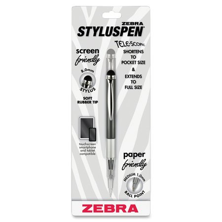Zebra Pen StylusPen Telescopic Ballpoint 1.0mm Slate Grey 1pk 33601