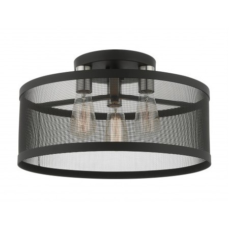 LIVEX LIGHTING Black with Brushed Nickel Accents Semi F 46219-04