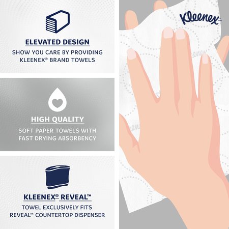 Kimberly-Clark Professional Reveal Multifold Paper Towels for Kleenex Reveal Countertop Dispenser, 150 Sheets/Pack, 16 Packs 46321