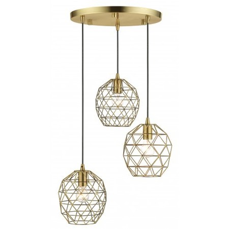 LIVEX LIGHTING Antique Brass Pendant, 3 Light 46593-01