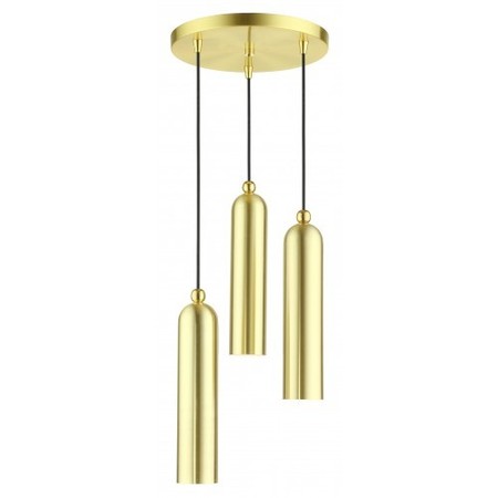 LIVEX LIGHTING Satin BrassPendant, 3 Light 46753-12