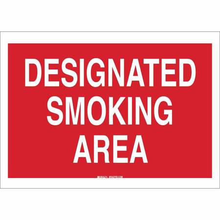 Designated Smoking Area, 10 In X 14 In, Rectangle, Plastic, 122496