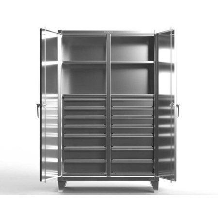 STRONG HOLD 12 Stainless Steel Storage Cabinet, 60" W, 78" H, Combination Wardrobe 56-DS-242-16DB-SS