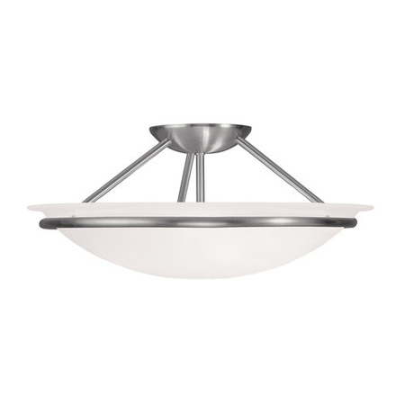 LIVEX LIGHTING Newburgh 3 Light Brushed Nickel Ceiling 4824-91