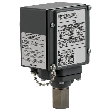 TELEMECANIQUE SENSORS Pressure Switch, (1) Port, 1/4-18 in FNPT, SPDT, 20 to 1000 psi, Standard Action 9012GCW1K1