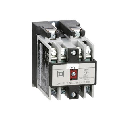 SQUARE D NEMA Control Relay, Type X, machine tool, 10A resistive at 600 VAC, 2 NO and 2 NC contacts, 110/120 VAC 50/60 Hz coil 8501XO22V02