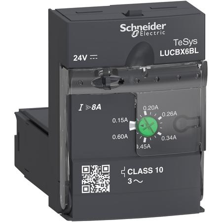 SCHNEIDER ELECTRIC Advanced control unit, TeSys Ultra, 0.15A to 0.6A, 3P motors, protection & diagnostic, class 10, coil 24VDC LUCBX6BL