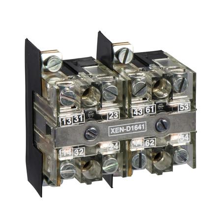 SCHNEIDER ELECTRIC Contact block, Harmony XAC, double contact, 40mm, 2 spring return, 2-speed, front mounting, 1 C/O + 1NO XEND2641