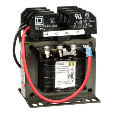 SQUARE D Control Transformer, 100 VA, 55 °C, 115/230V AC, 380/400/415V 9070TF100D33