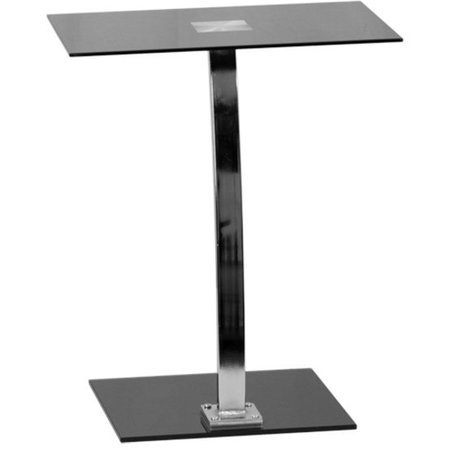 Flash Furniture Computer Desk, 12.5" D, 19" W, 22-3/4" H, Silk Black Top/Chrome Frame, Metal, Table Top: Glass NAN-LT-07-GG