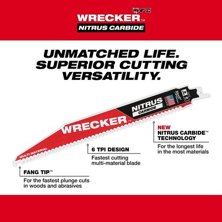 Milwaukee Tool 9" L x All-Purpose Cutting 9" The WRECKER™ with NITRUS CARBIDE™ 3PK 48-00-5372