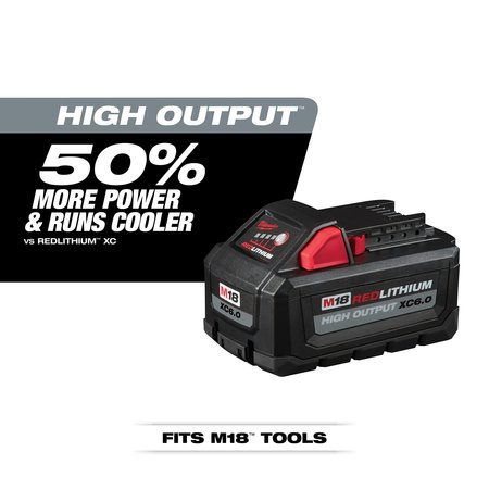 Milwaukee Tool M18 REDLITHIUM XC6.0 Battery, 6.0Ah, Extended Capacity, 18V, Li-Ion Battery 48-11-1865